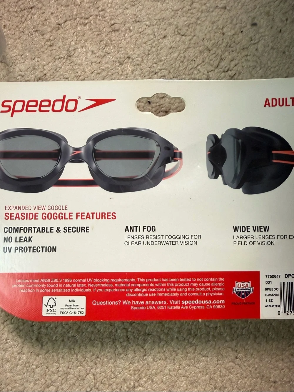 NEW!! Speedo Seaside expanded-view adult swim goggles